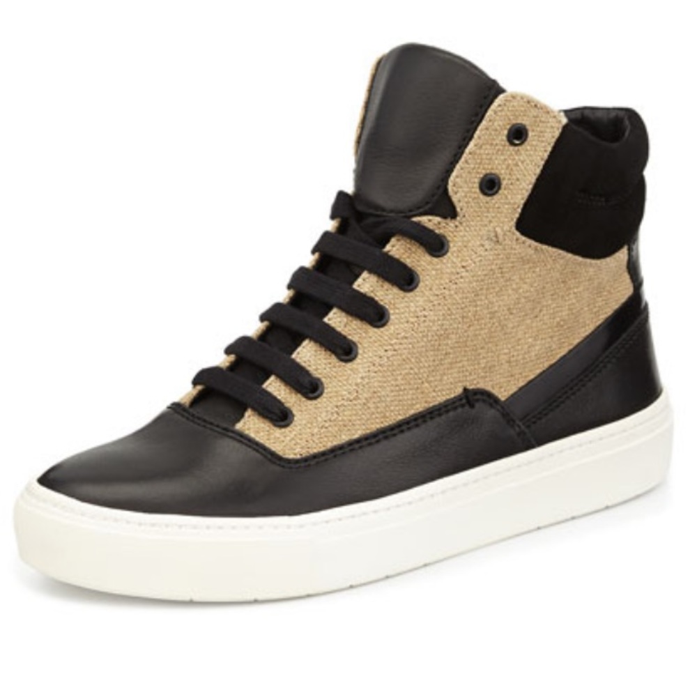 EUC Vince | Newman High-Top Sneakers | Black Leather